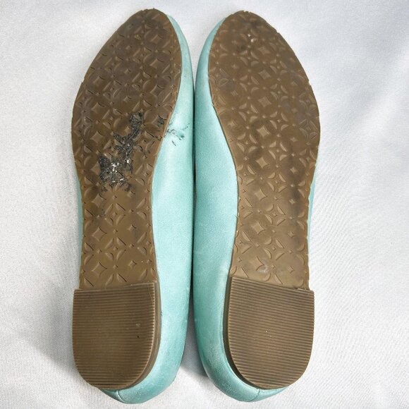 Fossil Flat Women's Size 8.5 Turquoise Leather Open Toe Butterfly - Picture 8 of 11